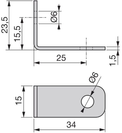 10 kleine stevige hoekconnectoren van stevig staal, oppervlak: gegalvaniseerd, 34 mm (1,4") 8030205. Montagebeugel E.FB.24 voor plank, boekenkast, tafel, kast en nog veel meer, door EMUCA - Afbeelding 2
