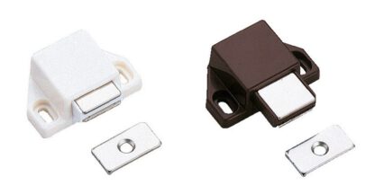 2 stuks compacte magnetische kliksluiting, incl. contraplaat, oppervlak: bruin, 25 mm (63/64"), ML-30SBR. Ruimtebesparende push-to-open deuropener voor meubeldeuren, kastdeuren en nog veel meer, van Sugatsune / LAMP® (Japan) - Afbeelding 3