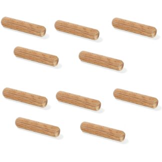 10 stuks lange houten deuvels van beukenhout, oppervlak: geribbeld, 30 mm (1,2") 9091978. Houten deuvels 9091978 voor houten panelen, houtverbinding, meubelbouw, plankconstructie, door EMUCA