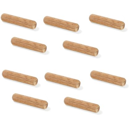 10 stuks lange houten deuvels van beukenhout, oppervlak: geribbeld, 30 mm (1,2") 9091978. Houten deuvels 9091978 voor houten panelen, houtverbinding, meubelbouw, plankconstructie, door EMUCA