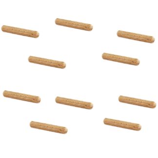10 stuks lange houten deuvels van beukenhout, oppervlak: geribbeld, 35 mm (1,4") 9031878. Houten deuvels 9031878 voor houten panelen, houtverbinding, meubelbouw, plankconstructie, door EMUCA
