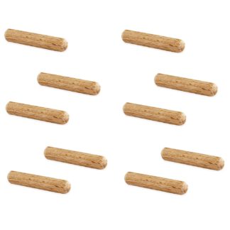 10 stuks lange houten deuvels van beukenhout, oppervlak: geribbeld, 40 mm (1,6") 9091778. Houten deuvels 9091778 voor houten panelen, houtverbinding, meubelbouw, plankconstructie, door EMUCA