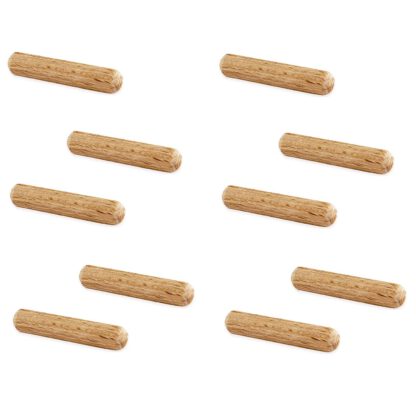 10 stuks lange houten deuvels van beukenhout, oppervlak: geribbeld, 40 mm (1,6") 9091778. Houten deuvels 9091778 voor houten panelen, houtverbinding, meubelbouw, plankconstructie, door EMUCA