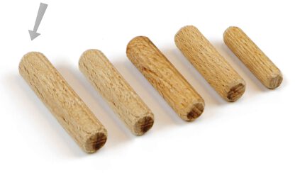 10 stuks lange houten deuvels van beukenhout, oppervlak: geribbeld, 40 mm (1,6") 9094878. Houten deuvels 9094878 voor houten panelen, houtverbinding, meubelbouw, plankconstructie, door EMUCA - Afbeelding 4