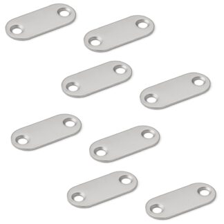 8-delige lange ovale magnetische contraplaat met 2 verzonken gaten, oppervlak: vernikkeld, 35 mm (1-3/8"), MC-YN001U. Magnetische tegenhanger voor magnetische sluitingen, magnetisch slot, kastdeur en nog veel meer, door Sugatsune / LAMP® (Japan)