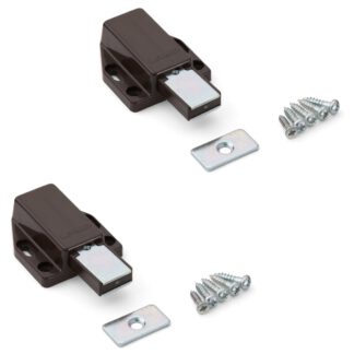 2 stuks hoogwaardige magnetische druksluitingen, incl. contraplaat, oppervlak: bruin, 38 mm (1-1/2"), ML-80BR. Push-to-open deuropener voor meubeldeuren, kastdeuren en nog veel meer, van Sugatsune / LAMP® (Japan)