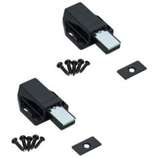 2 stuks hoogwaardige magnetische druksluitingen, incl. contraplaat, oppervlak: zwart, 38 mm (1-1/2"), ML-80BL. Push-to-open deuropener voor meubeldeuren, kastdeuren en nog veel meer, van Sugatsune / LAMP® (Japan)