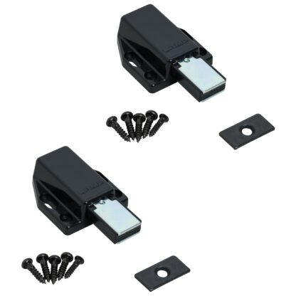 2 stuks hoogwaardige magnetische druksluitingen, incl. contraplaat, oppervlak: zwart, 38 mm (1-1/2"), ML-80BL. Push-to-open deuropener voor meubeldeuren, kastdeuren en nog veel meer, van Sugatsune / LAMP® (Japan)