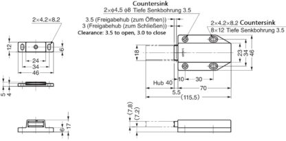 2 stuks magnetische kliksluitingen, incl. contraplaat, oppervlak: zwart, 70 mm (2-3/4"), uitvoering: met lange plunjer, ML-120BL. Push-to-open deuropener voor meubeldeuren, kastdeuren en nog veel meer, van Sugatsune / LAMP® (Japan) - Afbeelding 2