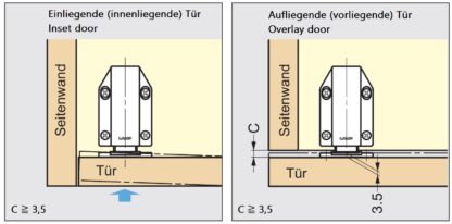 2 stuks magnetische druksluitingen, incl. contraplaat, oppervlak: wit, 70 mm (2-3/4"), uitvoering: met lange plunjer, ML-120W. Push-to-open deuropener voor meubeldeuren, kastdeuren en nog veel meer, van Sugatsune / LAMP® (Japan) - Afbeelding 3