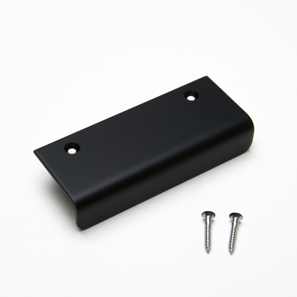 Hoge kwaliteit massief roestvrij stalen hoekgreep, zwart, 95 mm (3,8") SN-95BL. Meubelgreep SN-95BL voor boot, jacht, roestvrijstalen keuken, strandhotel, dokterspraktijk, keukenkast, woonkamerkast, door Sugatsune / LAMP (Japan®)