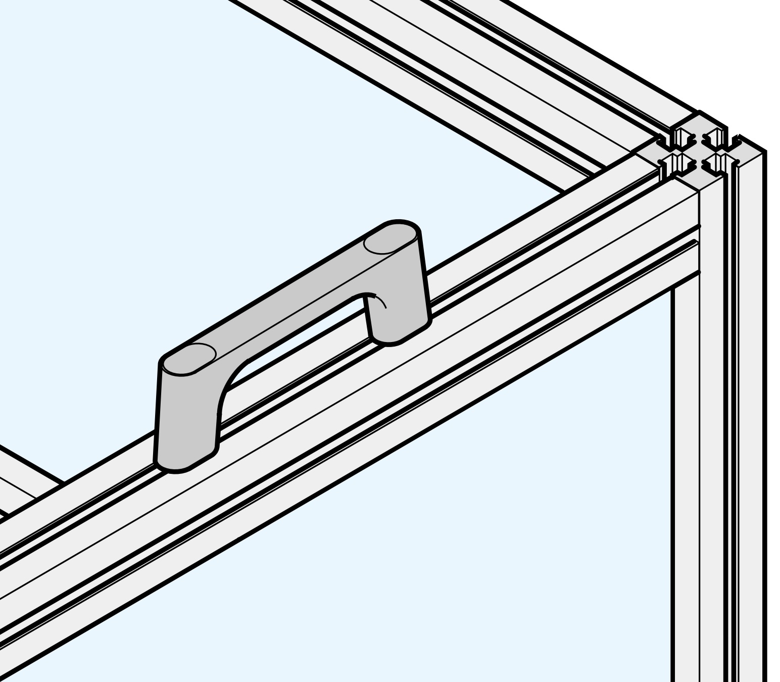Hoogwaardige massieve zinklegering (ZDC) handgreep, verchroomd, satijn mat met lichtblauwe afdekdoppen, 175 mm (6,9") KMH-150-BU. Machinehandgreep KMH-150-BU voor industriële kast, productie-installatie, machinebouw, door Sugatsune / LAMP® (Japan) - Afbeelding 4