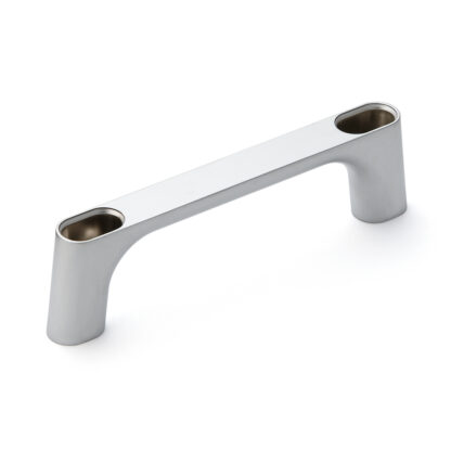 Hoogwaardige massieve zinklegering (ZDC) handgreep, verchroomd, satijn mat met zwarte afdekkappen, 145 mm (5,8") KMH-120-BL. Machinehandgreep KMH-120-BL voor industriële kast, productie-installatie, machinebouw, door Sugatsune / LAMP® (Japan) - Afbeelding 6