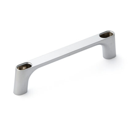 Hoogwaardige massieve zinklegering (ZDC) handgreep, verchroomd, satijn mat met witte afdekkappen, 175 mm (6,9") KMH-150-WT. Machinehandgreep KMH-150-WT voor industriële kast, productie-installatie, machinebouw, door Sugatsune / LAMP® (Japan) - Afbeelding 6