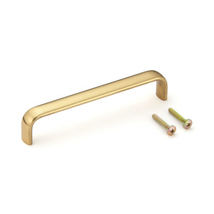 Hoogwaardig massief messing meubelhandvat, glanzend gepolijst, 134,2 mm (5,3") DLB-128PB. Messing kastgreep DLB-128PB voor keukenkast, woonkamerkast, slaapkamermeubel, kantoormeubilair, door Sugatsune / LAMP® (Japan)