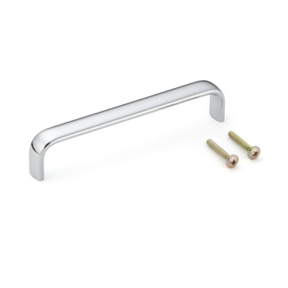 Hoge kwaliteit massief messing meubelgreep, verchroomd, 134,2 mm (5,3") DLB-128CR. Messing kastgreep DLB-128CR voor keukenkast, woonkamerkast, slaapkamermeubilair, kantoormeubilair, door Sugatsune / LAMP® (Japan)