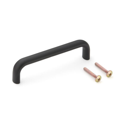 Hoogwaardige solide meubelhandgreep gemaakt van duurzame aluminiumlegering, zwart, satijnmat, 108 mm (4,3") KK-H110BL. Handgreep KK-H110BL voor keukenkast, woonkamerkast, kantoormeubilair, slaapkamermeubilair, door Sugatsune / LAMP® (Japan)