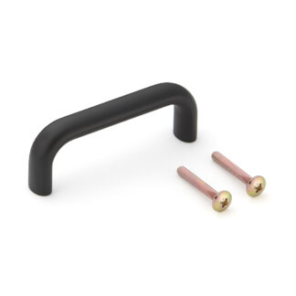 Hoogwaardige massieve meubelgreep gemaakt van duurzame aluminiumlegering, zwart, satijnmat, 78 mm (3,1") KK-H80BL. Handgreep KK-H80BL voor keukenkast, woonkamerkast, kantoormeubilair, slaapkamermeubilair, door Sugatsune / LAMP® (Japan)