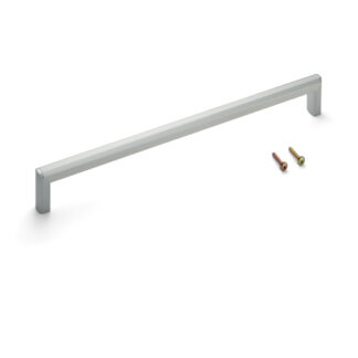 Hoogwaardige massieve meubelgreep gemaakt van zinklegering (ZDC) en aluminiumlegering, verchroomd, satijnmat, 333 mm (13,2") XLA-HA320. XLA-HA320 zinklegering (ZDC) en aluminiumlegering kast handvat voor meubels, door Sugatsune / LAMP® (Japan)