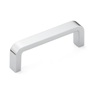 Hoogwaardige massieve zinklegering (ZDC) meubelgreep, verchroomd, 120 mm (4,8") AKH-120. Zinklegering (ZDC) kastgreep AKH-120 voor keukenkast, woonkamerkast, slaapkamermeubilair, kantoormeubilair, door Sugatsune / LAMP® (Japan)