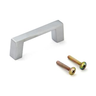 Hoogwaardige massieve zinklegering (ZDC) meubelgreep, verchroomd, mat satijn, 66,5 mm (2,7") 936-55 SCR. Zinklegering (ZDC) kast handvat 936-55-SCR voor keukenkast, woonkamer kast, slaapkamermeubel, door Sugatsune / LAMP® (Japan)