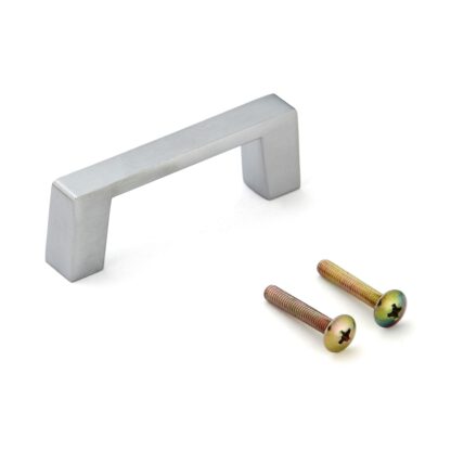 Hoogwaardige massieve zinklegering (ZDC) meubelgreep, verchroomd, mat satijn, 66,5 mm (2,7") 936-55 SCR. Zinklegering (ZDC) kast handvat 936-55-SCR voor keukenkast, woonkamer kast, slaapkamermeubel, door Sugatsune / LAMP® (Japan)