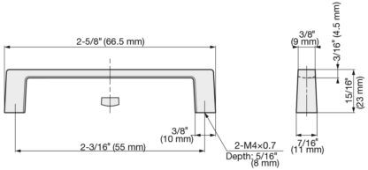 Hoogwaardige massieve zinklegering (ZDC) meubelgreep, verchroomd, mat satijn, 66,5 mm (2,7") 936-55 SCR. Zinklegering (ZDC) kast handvat 936-55-SCR voor keukenkast, woonkamer kast, slaapkamermeubel, door Sugatsune / LAMP® (Japan) - Afbeelding 2