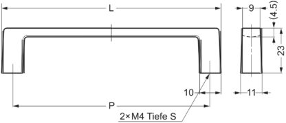 Hoogwaardige massieve zinklegering (ZDC) meubelgreep, vernikkeld, 112 mm (4,5") 936-100-SNI. Zinklegering (ZDC) kast handvat 936-100-SNI voor keukenkast, woonkamer kast, slaapkamermeubilair, door Sugatsune / LAMP® (Japan) - Afbeelding 2