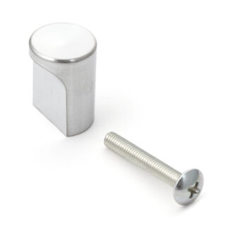 Hoogwaardige meubelknopgreep van ABS, oppervlak: verchroomd, satijnmat, 16 mm (0,7") SGL-16. Plastic handvatknop voor lade, meubeldeur, keukenkast en nog veel meer, door Sugatsune / LAMP® (Japan)