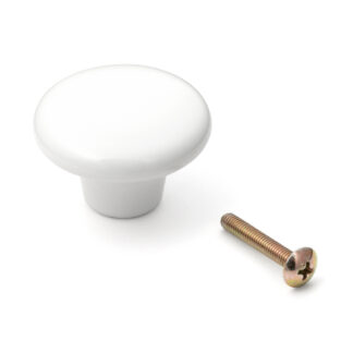 Hoogwaardige keramische meubelknopgreep, afwerking: wit, 39 mm (1,6") 217F. Keramische handgreepknop voor lade, meubeldeur, keukenkast en nog veel meer, door Sugatsune / LAMP® (Japan)