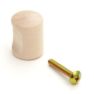 Hoogwaardige meubelknopgreep van massief hout, oppervlak: naturel, 20 mm (0,8") SMRB20. Natuurlijke houten handvatknop voor lade, meubeldeur, keukenkast en nog veel meer, door Sugatsune / LAMP® (Japan)