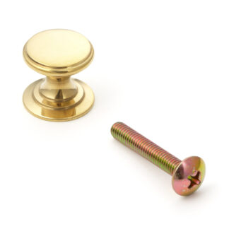 Hoogwaardig messing meubelknophandvat, afwerking: glanzend gepolijst, 16 mm (0,7") SY-16M. Messing handvatknop voor lade, meubeldeur, keukenkast, kantoorkast en nog veel meer, door Sugatsune / LAMP® (Japan)