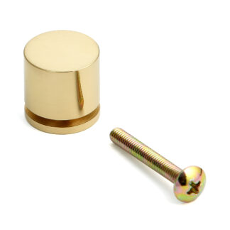 Hoogwaardig messing meubelknophandvat, afwerking: glanzend gepolijst, 18 mm (0,8") KHE107-18PB. Messing handvatknop voor lade, meubeldeur, keukenkast, kantoorkast en nog veel meer, door Sugatsune / LAMP® (Japan)