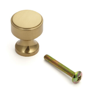 Hoogwaardige messing meubelknopgreep, afwerking: glanzend gepolijst, 21 mm (0,9") KHE111-22PB. Messing handvatknop voor lade, meubeldeur, keukenkast, kantoorkast en nog veel meer, door Sugatsune / LAMP® (Japan)
