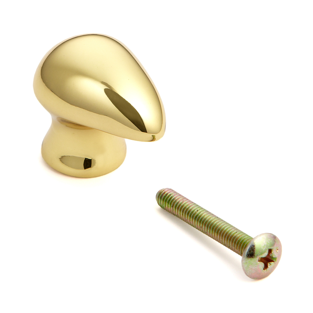 Hoogwaardig messing meubelknophandvat, afwerking: glanzend gepolijst, 28,5 mm (1,2") B046-30PB. Messing handvatknop voor lade, meubeldeur, keukenkast, kantoorkast en nog veel meer, door Sugatsune / LAMP® (Japan)