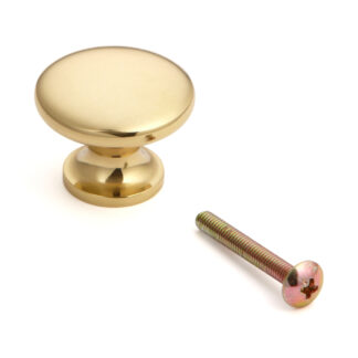 Hoogwaardig messing meubelknophandvat, afwerking: glanzend gepolijst, 30 mm (1,2") KHE102-30PB. Messing handvatknop voor lade, meubeldeur, keukenkast, kantoorkast en nog veel meer, door Sugatsune / LAMP® (Japan)