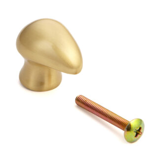 Hoogwaardige meubelknopgreep van messing, oppervlak: goudkleurig, satijn mat, 28,5 mm (1,2") B046-30SG. Messing handvatknop voor lade, meubeldeur, keukenkast, kantoorkast en nog veel meer, door Sugatsune / LAMP® (Japan)