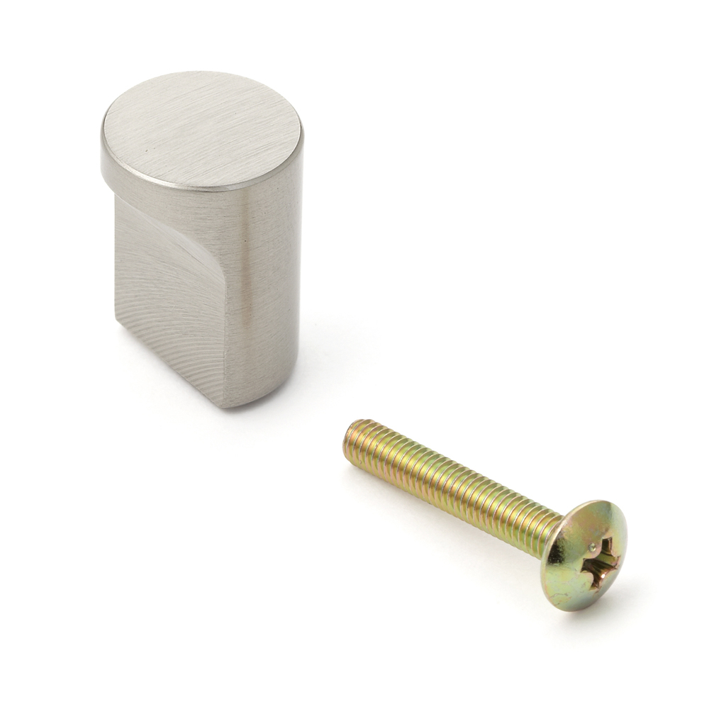 Hoogwaardige meubelknopgreep van messing, oppervlak: vernikkeld, satijnmat, 16 mm (0,7") GLA-16. Messing handvatknop voor lade, meubeldeur, keukenkast, kantoorkast en nog veel meer, door Sugatsune / LAMP® (Japan)