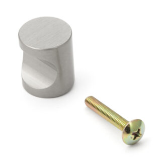 Hoogwaardige meubelknopgreep van messing, oppervlak: vernikkeld, satijnmat, 18 mm (0,8") MRB-18. Messing handvatknop voor lade, meubeldeur, keukenkast, kantoorkast en nog veel meer, door Sugatsune / LAMP® (Japan)
