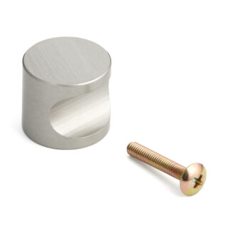 Hoogwaardige meubelknopgreep van messing, afwerking: vernikkeld, satijnmat, 24 mm (1") MRB-24. Messing handvatknop voor lade, meubeldeur, keukenkast, kantoorkast en nog veel meer, door Sugatsune / LAMP® (Japan)