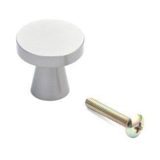 Hoogwaardige meubelknopgreep van messing, afwerking: vernikkeld, satijn mat, 25 mm (1") TS-25. Messing handvatknop voor lade, meubeldeur, keukenkast, kantoorkast en nog veel meer, door Sugatsune / LAMP® (Japan)