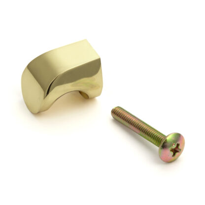 Hoogwaardige meubelknopgreep gemaakt van zinklegering, afwerking: goudkleurig, satijn mat, 16 mm (0,7") MKZ-15SB. Zinklegering handvatknop voor lade, meubeldeur, keukenkast, kantoorkast en nog veel meer, door Sugatsune / LAMP® (Japan)