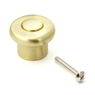 Hoogwaardige meubelknopgreep van zinklegering, afwerking: goudkleurig, satijn mat en glanzend gepolijst, 34 mm (1,4") KM130SG/SG. Zinklegering handvatknop voor lade, meubeldeur, keukenkast en nog veel meer, door Sugatsune / LAMP® (Japan)