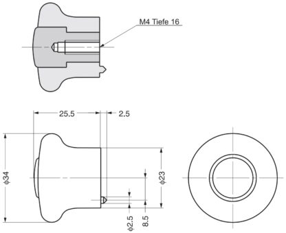 Hoogwaardige meubelknopgreep van zinklegering, afwerking: goudkleurig, satijn mat en glanzend gepolijst, 34 mm (1,4") KM130SG/SG. Zinklegering handvatknop voor lade, meubeldeur, keukenkast en nog veel meer, door Sugatsune / LAMP® (Japan) - Afbeelding 2
