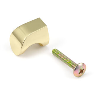 Hoogwaardige blokknop van zinklegering, afwerking: messing, glanzend gepolijst, 16 mm (0,7") MKZ-15PB. Zinklegering handvatknop voor lade, meubeldeur, keukenkast, kantoorkast en nog veel meer, door Sugatsune / LAMP® (Japan)