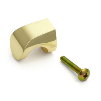 Hoogwaardige blokknop van zinklegering, afwerking: messing, glanzend gepolijst, 21 mm (0,9") MKZ-21PB. Zinklegering handvatknop voor lade, meubeldeur, keukenkast, kantoorkast en nog veel meer, door Sugatsune / LAMP® (Japan)