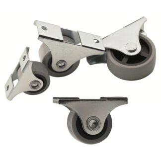 4 meubelwielen, gemaakt van robuust polyurethaan, oppervlak: grijs, 25 mm (1"), 08.06.040-0. Set wielen voor ladekast onder bed, speelgoedkist, doos, doos, apparaten, meubels en nog veel meer, van SISO Denmark