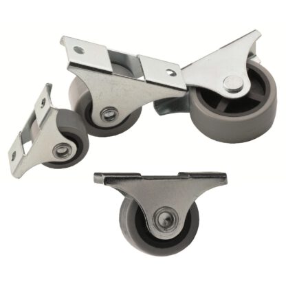 4 meubelwielen, gemaakt van robuust polyurethaan, oppervlak: grijs, 25 mm (1"), 08.06.040-0. Set wielen voor ladekast onder bed, speelgoedkist, doos, doos, apparaten, meubels en nog veel meer, van SISO Denmark