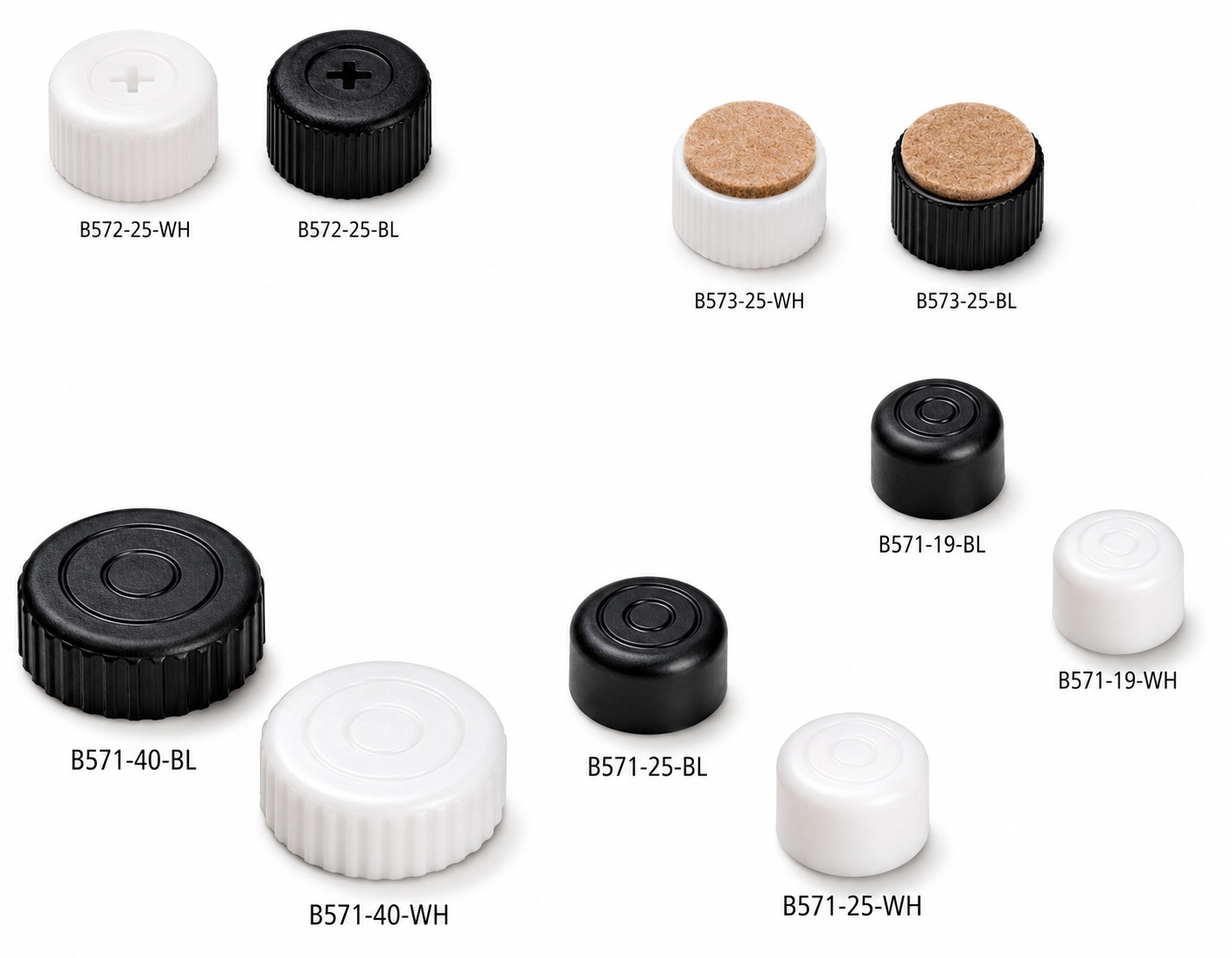 4 stevige meubelversteller, laadvermogen: 600 kg, oppervlak: wit, ⌀25 mm (63/64"), versie: met kruisschroevenprop voor schroevendraaier, B572-25-WH. Verstelbare voet voor meubels en nog veel meer, door Kojima (Japan) - Afbeelding 4