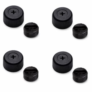 4 stuks, robuuste meubeladjuster, B572-25-BL, diameter: ⌀25 mm, door Kojima, laadvermogen: 600 kg (1323 lbs), zwart, versie: met Phillips-aansluiting voor schroevendraaier. Productafbeelding